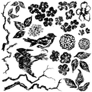 Tampon Birds branches and blossoms